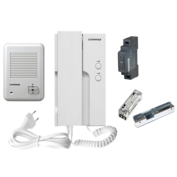 ZESTAW DOMOFONOWY COMMAX DP-2HPR + DR-201D + MEAN WELL HDR-15-12 + ELEKTRA R4-12.10 230V